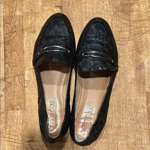 Black Leather Penny Loafers with Flat Sole - Picture 3 of 4